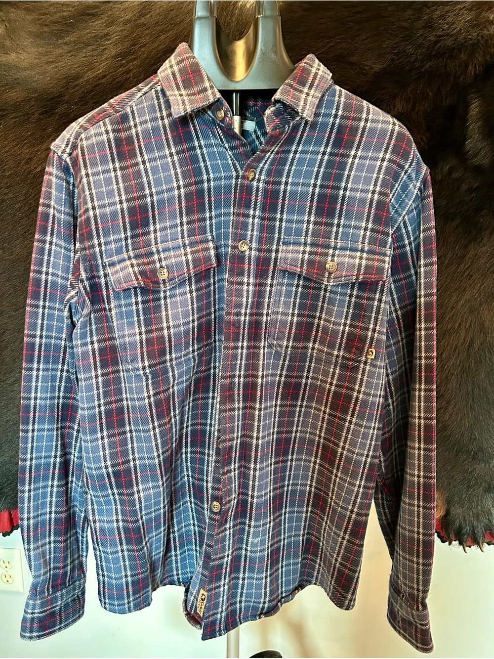 Gander Mountain Guide Series Men's Blue Plaid Button-Up Sz L